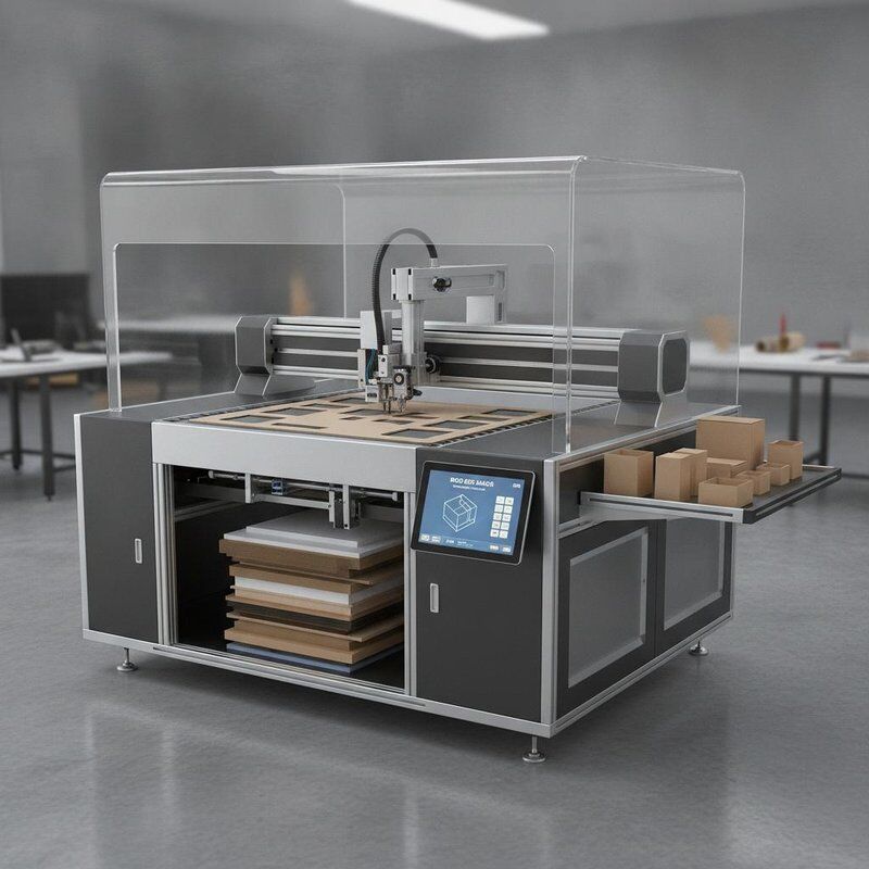 Máquina de fabricación de cajas rígidas diseñada para la fabricación de muestras y la producción personalizada de pequeños lotes con corte de material flexible