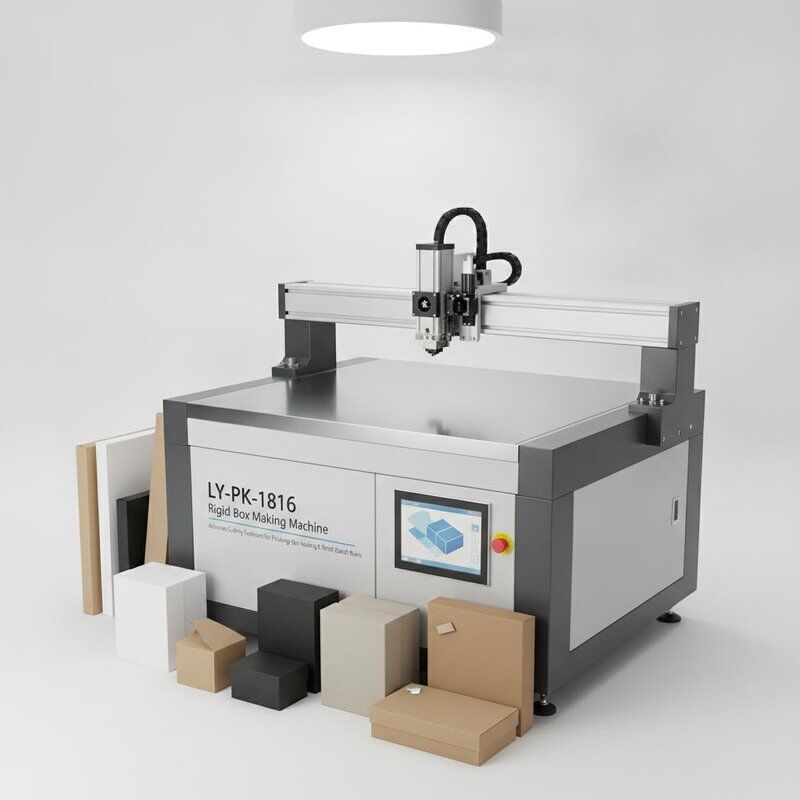 LY-PK-1816 Máquina de fabricación de cajas rígidas que proporciona soluciones de corte precisas para la fabricación de muestras de embalaje y las carreras de lotes pequeños